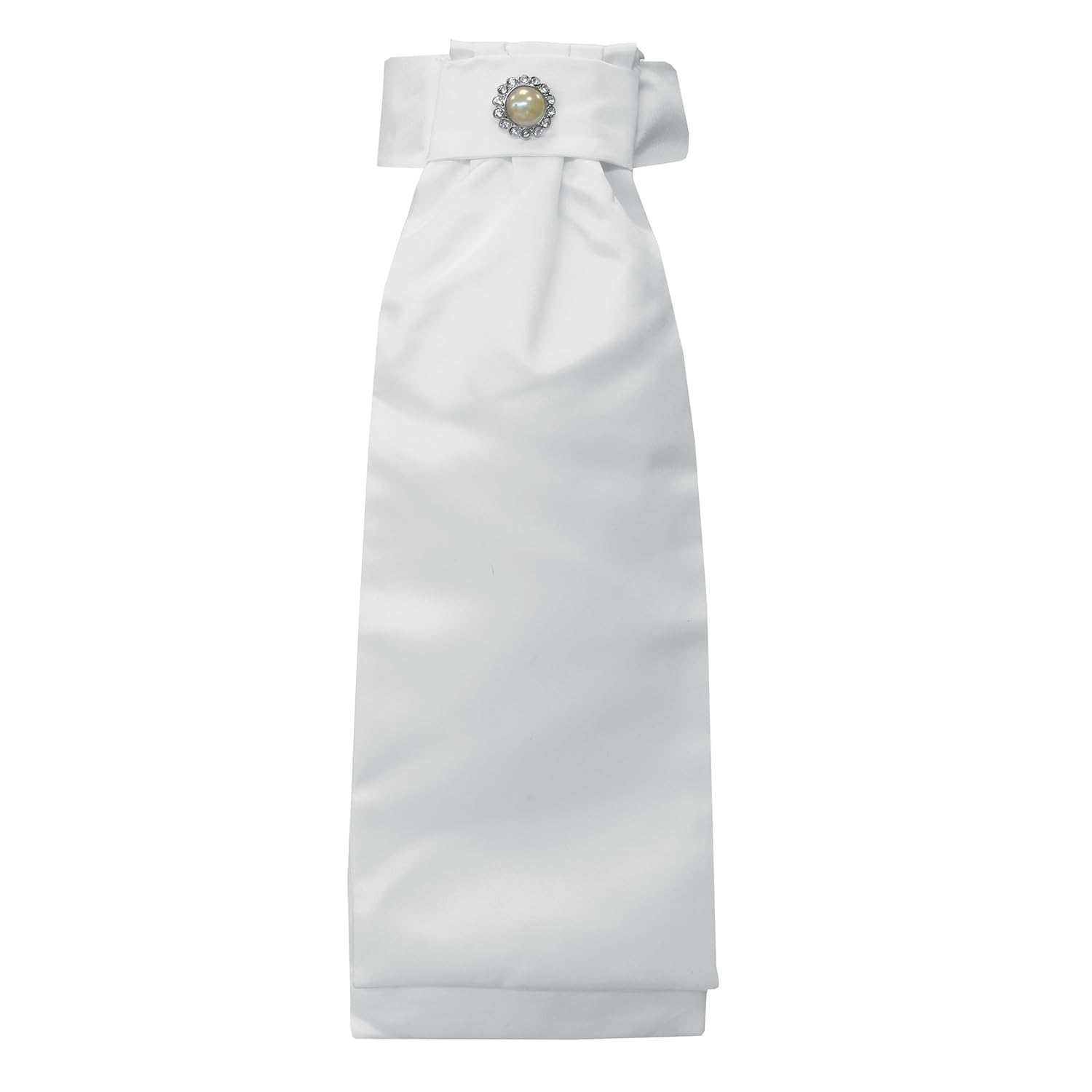 Equetech Deluxe Ready-Tied Stock – Pearl White Equestrian Dressage Tie (Stock Pin Not Included)