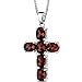 PEORA Garnet Cross Pendant Necklace for Women 925 Sterling Silver, January Birthstone, 6 Carats total Oval Shape, with 18 inch Chain, Valentines Gift for Women, Sparkling V-Day Gift