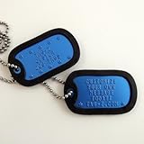 Military Dog Tags - Custom Embossed Royal Blue Dog Tags with Chains and Silencers