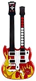 Double Neck Flaming Rock 'n Roll Battery Operated Children's Kid's Toy Guitar w/ Lights, Sounds