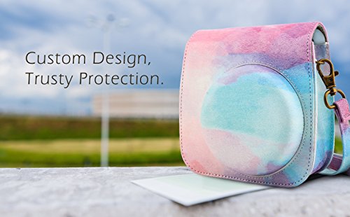 MoKo Étui pour Appareil Photo, Fujifilm Instax Mini 8 Mini 9 Protecteur, Sac de protection pour appareil photo pour Fuji Mini 8 8+ Mini 9 - Aquarelle - Image 2