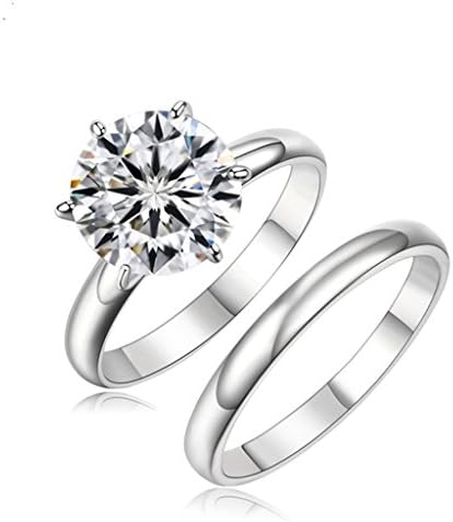 JewelStory 6 Ct AAA CZ Diamond Ring Set for Women Size 8