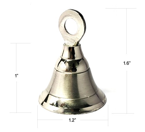 Pack of 6 Decorative Brass Bells Door Home Wedding Decor Polished Bells Nickel Champagne Gold Finish (Nickel Finish)