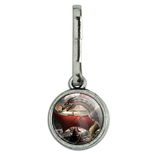 Graphics and More The Sentinel Dragon Viking Fantasy Antiqued Charm Clothes Purse Suitcase Backpack Zipper Pull Aid