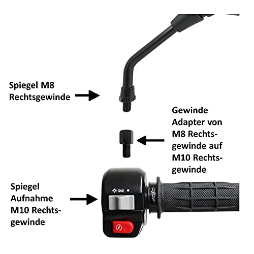 2 x scooters motorfiets spiegel adapter van M8 rechtse schroefdraad naar M10 rechtse schroefdraad - Image 3