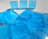 FortySevenGems 100 Pieces Stained Glass Mosaic Tiles 1/2-Inch Light Blue and White Glass