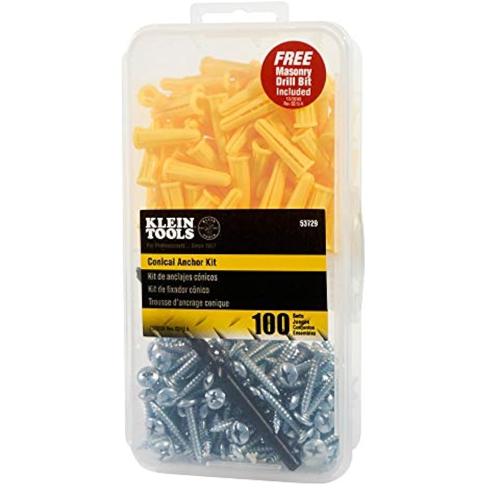Conical Anchor Kit, 100 Anchors 53729 Collated Screws Hand Tools Home