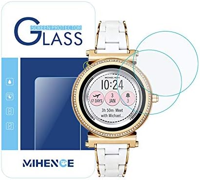 Mihence Compatible Michael Kors Access Sofie Screen Protector, 9H Premium Real Tempered Glass Screen Protector for Access Smartwatch Sofie (Gen 2) MKT5039 Anti Scratch Protector (2-PCS)