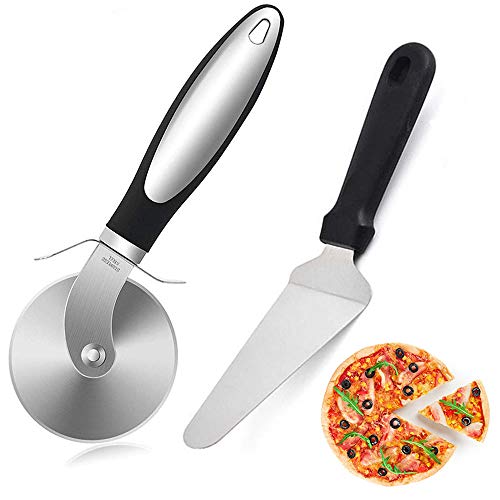 Pizza Cutter Wheel Pizza Server Set - Sharp Angled Stainless Steel Blade, Ergonomic Non Slip Handle - Ideal for Pizza, Pies, Waffles and Dough Cookies - Thumbnail 7