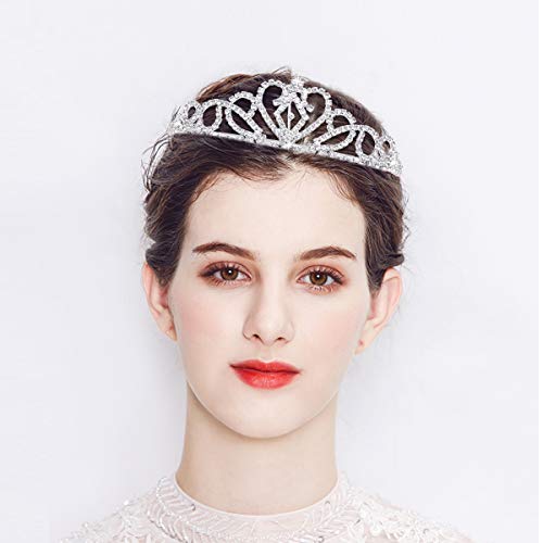 Didder Silver Crystal Tiara Crown for Women, Headband Princess Elegant Rhinestone Crown with Combs for Women Girls Bridal Wedding Prom Birthday Party
