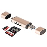 Memory Card Reader,SD/Micro SD Card Reader and USB c Type C Card Reader USB OTG to USB 2.0 Adapter with standard USB Type C Male Connector for PCs and Notebooks and Tablets with OTG Function(Gold)
