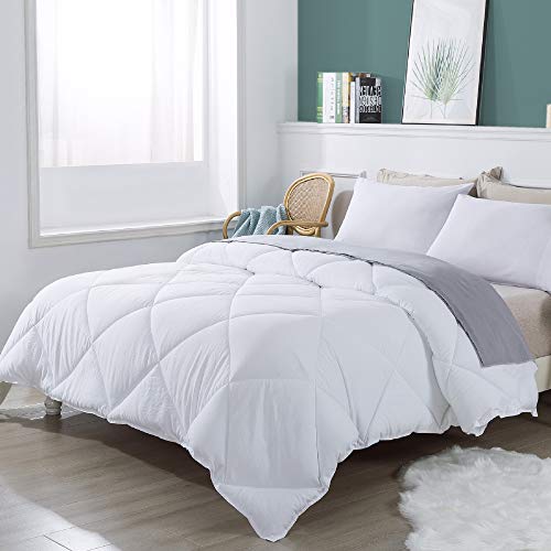 KASENTEX Reversible Comforter Set 2 Solid Color Plush Down Alternative Fluffy, Ultra Soft