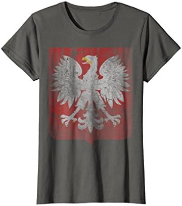 Womens Vintage Poland T-Shirt Coat of Arms Polska Polish Shirt Large Asphalt