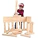 Playlearn 48pc Foam Wooden Beams for Kids- Children’s Reflective Vest and Storage Bag Included - Actual Beam Size Lightweight, Soft Building Blocks - Fake Wooden Beams