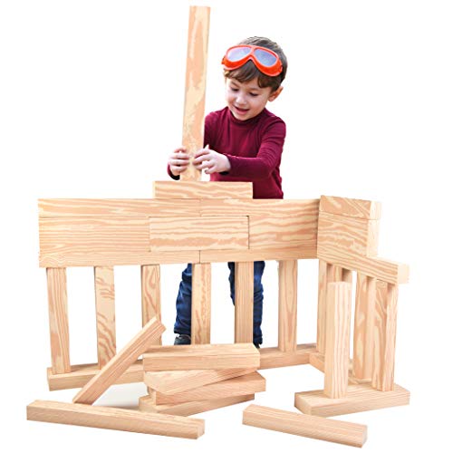 Playlearn Foam Wooden Beam Building Blocks - 24 Pieces - Block Set for Kids - Safe Non Toxic Eva Foam - Thumbnail 5