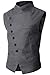 Lanbaosi Men's Casual Slim Fit Oblique 6 Button Down Stand Collar Vest