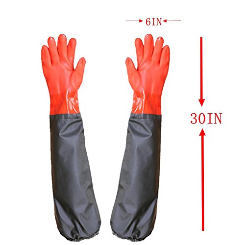 Long Waterproof PVC Gloves with Cotton lining Fishing Resistant Garden