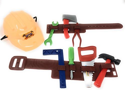 Kool Kidz Tool Belt Kids Set includes kids belt with tools and kid yellow construction hat. Perfect tool set for toddlers