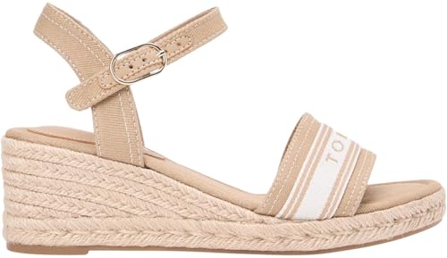 Damen Wedge Sandalen Webbing aus Canvas, Beige (Safari Canvas), 36