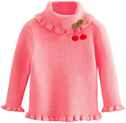 Littlespring 秋冬 子供服 女の子 タートルネック セーター キッズ 無地 ニット トップス フリル