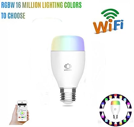 WiFi Smart Light Bulb, 6W E27 Base Multi-color Mood Lights Dimmable LED Bulbs Works with Amazon Alexa,White (1 Pack)