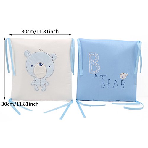 Hengfey Cotton Baby Crib Bumpers Breathable Cradle Bedding Bumper 6 PCS Blue