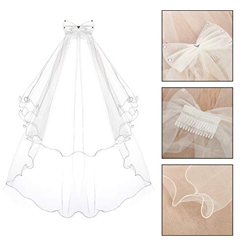BKpearl Flower Girl Veils, Children's Wedding Veil First Communion Veils and Gloves for Girl(style 1 white)