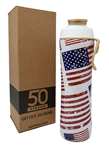 - 24 Oz. Bpa Free With Patriotic Usa Flags Prints - Proudly 