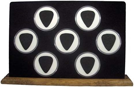 Wood Display Stand For Seven (7) Guitar Picks - 100% MADE IN USA - Black/White