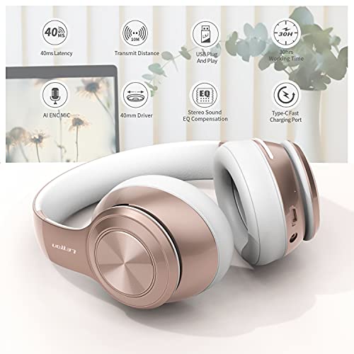 SADES Wireless Gaming Headset for Laptop iPhone PS4, Quick Charge for Work Class Travel (Gold)