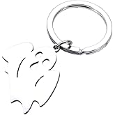 YIQPKUM Cute Stainless Steel Ghost Key Chain Halloween Keyrings Adorable Gifts for Women Purse Car Keys Novelty Charms