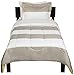 Amazon Basics Lightweight Microfiber Bed-in-a-Bag Comforter 5-Piece Bedding Set, Twin/Twin XL, Reversible Gray Stripe, Striped