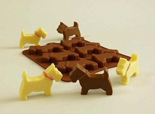 Dog figure Chocolate Mold Silicone Scotty Scottie Mould Cupcake Topper Cake Pan (Ships From USA)