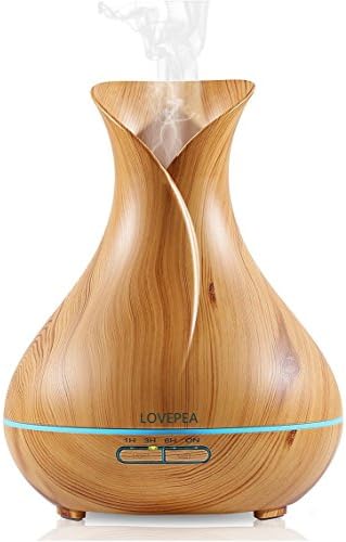 300ml Aroma Essential Oil Diffuser, LOVEPEA Wood Grain Ultrasonic Aroma Cool Mist Humidifier with Waterless Auto Shut-off, 7 color LED lights for Office Home Bedroom Baby Room Study Yoga Spa