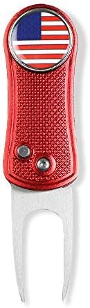 HAIYUE Foldable Golf Divot Repair Tool USA Flag Magnetic Ball Markers (Multi-Colors/Bone Shape) HAIYUE Foldable Golf Divot Repair Tool USA Flag Magnetic Ball Markers (Multi-Colors/Bone Shape)