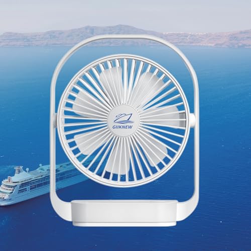 GIIKNEW Magnetic Cruise Ship Approved Fan with LED Light, 4000mAh Battery Operated Portable Fan with 4 Speeds, Magnetically Sticks on Cabin Ceilings and Walls