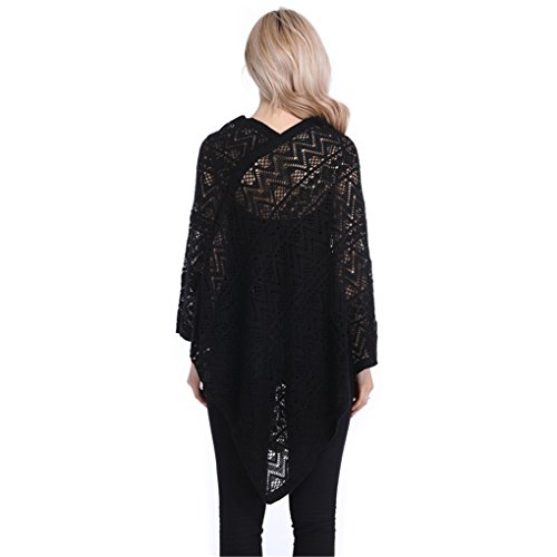 Leoparts Women Soft Knitted Pullover V Neck Batwing Poncho Cape Spring Sweater Cloak Shawl
