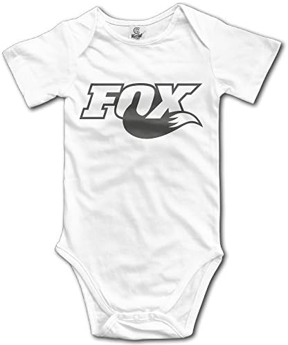 CuteBB Baby's Fox Racing Logo Hanging Bodysuit Romper Playsuit Outfits Clothes Climbing Clothes Short Sleeve White