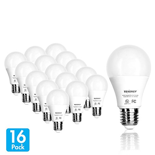 (Pack of 16) Tenergy LED Light Bulb, 60 Watt Equivalent (9W), Daylight White (5000K), E26 Medium Standard Base