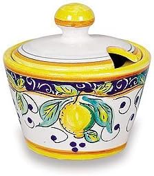 Arte D'Italia Imports Hand Painted Italian Ceramic Alcantara Sugar Bowl - Handmade in Deruta