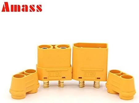 FLY RC 5Pairs Amass XT90 XT90H (XT90 with Sheath Housing) 4.5mm Banana Connector Gold Plated Max.40A Continuous/90A Peak Current for Lipo Battery ESC PDB