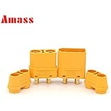 5Pairs Amass XT90 XT90H (XT90 with Sheath Housing) 4.5mm Banana Connector Gold Plated Max.40A Continuous/90A Peak Current for Lipo Battery ESC PDB