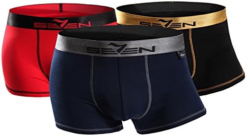 Seven Mens High Elastic Casual Sexy Comfortable 3 Pack Colorful Boxers Underwear (XL, Boxers Set-3)