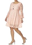 Love Collection Mini Dress - Plus Size, Bell Sleeve with Necklace Included