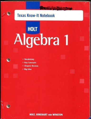 Download Holt Algebra 1 Texas: Know-It Notebook Algebra 1