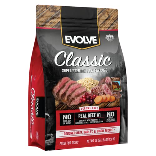 Evolve Pet Food Classics Deboned Beef, Barley and Bison Recipe Dog Food, 3.5-po…