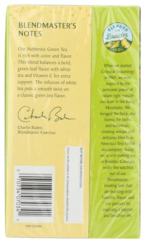 CELESTIAL SEASONINGS AUTHENTIC GREEN TEA 20 TEA BAGS