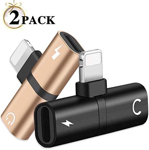 Accessories for iPhone Adapter for iPhone 8 Adapter Headphone Adapter for iPhone Dongle for iPhone X/XS/XR/7/7 Plus Dual Ports Splitter Music+Charge+Call+Volume Control for iPhone Cable 【2Pack】 iOS13