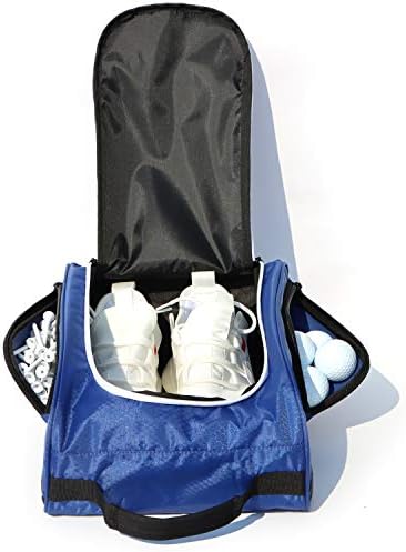 Golf Shoe Bag for Men and Women, Outdoor Zippered Carrier Shoe Bags with Ventilation and 3 External Pockets for golf accessories, – Great Golf Gift for Men or Women(Blue) Golf Shoe Bag for Men and Women, Outdoor Zippered Carrier Shoe Bags with Ventilation and 3 External Pockets for golf accessories, – Great Golf Gift for Men or Women(Blue)