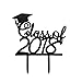 Class of 2021 Cake Topper Graduation Grad Party Decorations (Black Giltter)